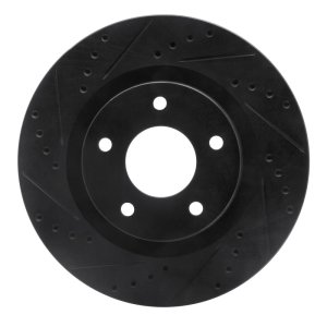 Chrysler 200 Brake Rotor - Front Left - R1 Concepts - Drilled & Slotted - Black - `07-`25